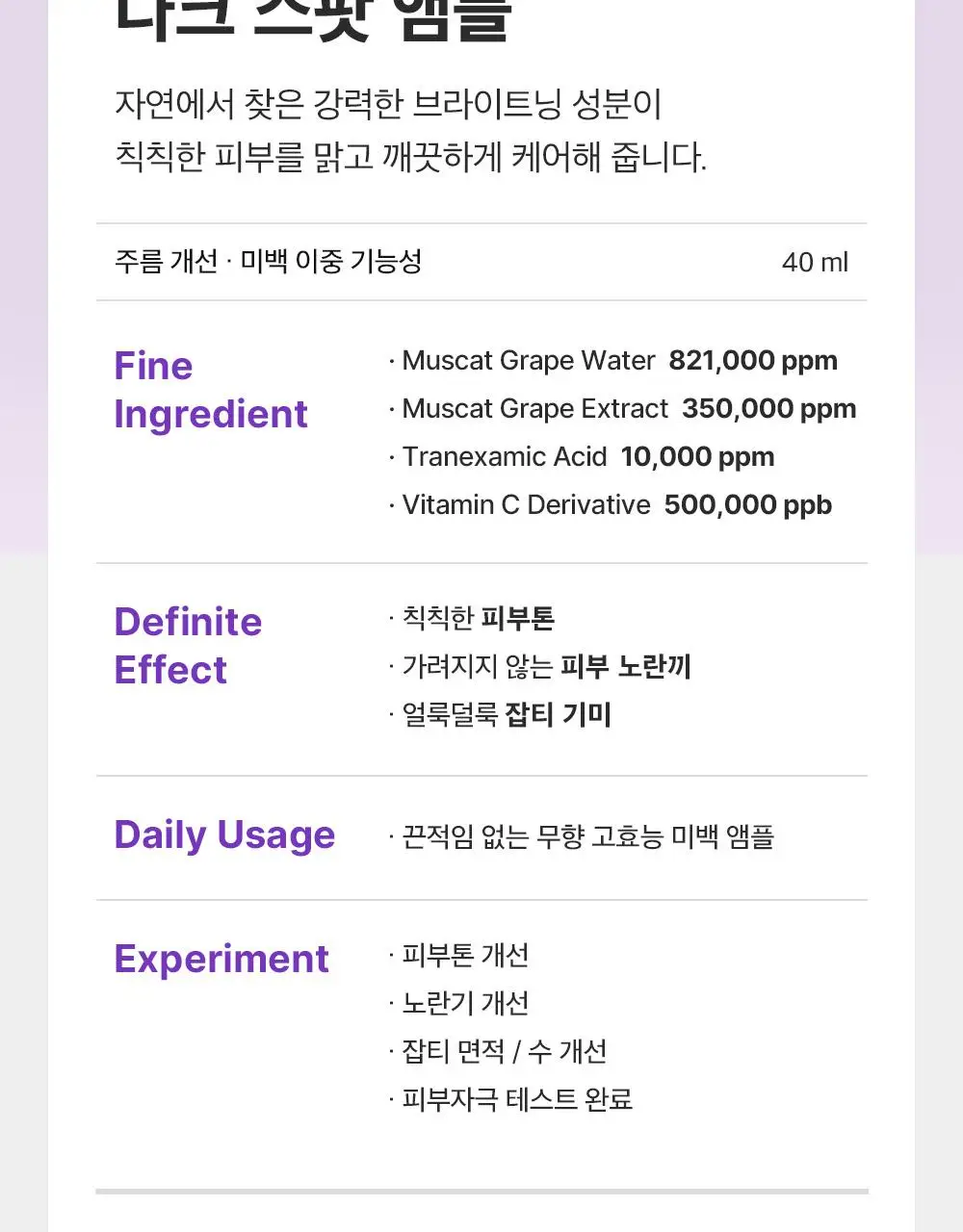 [포켓몬 에디션/잡티미백]성분에디터 머루포도 비타씨 다크 스팟 앰플 40ml 더블기획* 상세페이지 41